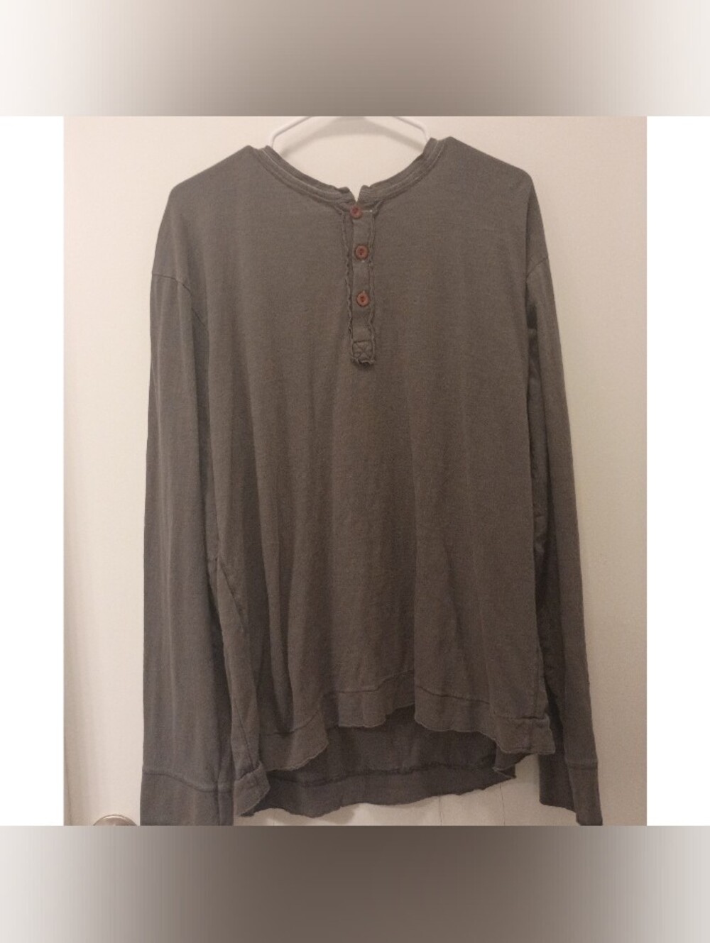 Ruff Hewn Olive Green Long Sleeve Henley Shirt